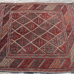 3.10 x 3.9 Ft, Antique Tribal Vintage Handmade Afghan Rug, Baloch Tribal Small Area Rug, Turkmen rug, Kilim rug, square rug, Living Room Rug