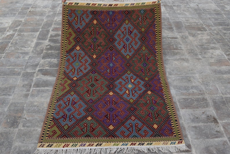 Yamood Kilim Stunning Afghan Kilim Rug 5.0 x 3.2 Ft Afghan Kilem Flatweave Kelim Teppich Handmade Small Afghan Chobi Wool Area Kelim