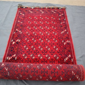 Rare Find 12&#39;4 x 2&#39;7 Ft Long Vintage Runner Rug, Turkmen Bukhara Rug, Hallway Rug Runner, Soft Pile Handmade Wool Rug, Oriental Vintage Rug