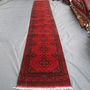 3x16 Ft Afghan Bokhara Runner Rug, Oriental Turkmen Ersari Runner Rug, Soft Pile Natural Wool Rugs, Afghan Hallway rug, Entryway Rug, Stair