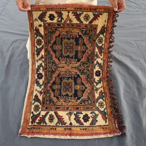 Antique Cushion Covers, 1&#39;6x2&#39;7 ft Handmade Turkmen Tribal Baluchi Rug, Vintage Wool Decor Rug, Authentic Genuine Afghan Cushion Gift Item