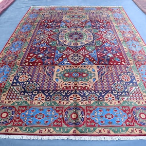 8x12 ft One of a Kind Mamlook Area Rug, Afghan Handmade Natural Veg Dyes Wool Area Rug, Oriental Area Rug, Turkmen Tribal Rug, Living Room