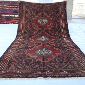 Alfombra vintage descolorida, alfombra de 4 x 7 pies, alfombra de lana hecha a mano, alfombra de área, alfombra baluch afgana, alfombra turcomana, alfombra afgana oriental, alfombra de habitación, alfombra de dormitorio