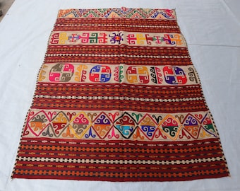 6'1 x 4'3 Ft Hand Weaved Vintage Wall Hanging Kilim Rug, Flatweave Antique Low Pile Wall Hanging Rug, Home Decor Antique Turkish Tapestry