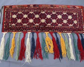 1'5 x 4 ft vintage Afghaans handgemaakt wandkleed jalar, nomadisch Afghaans tapijt, oosters wollen wandkleed, tribal vintage wandkleed
