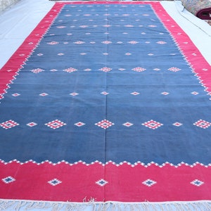 9.4 x 19.5 ft Large Vintage Area rug- Afghan Flatweave Handmade Kilim Wool Rug- Turkmen Geometric Area Rug- Bedroom Rug- Living Room Carpet