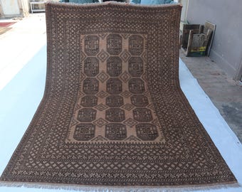 6'6x9'4 Vintage Bokhara rug, Afghan Hand Knotted Rug, Organic dyes Wool Oriental rug, Pure Wool Rug, 197x285 Cm Rug, Bedroom carpet, Kitchen