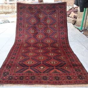 3&#39;8x6&#39;5 Ft Afghan Tribal Rug, Turkmen Hand Knotted Wool Rug, Rug For Bedroom, Medallion Vintage Rug, Living Room Rug, Kids Room Rug, Kitchen