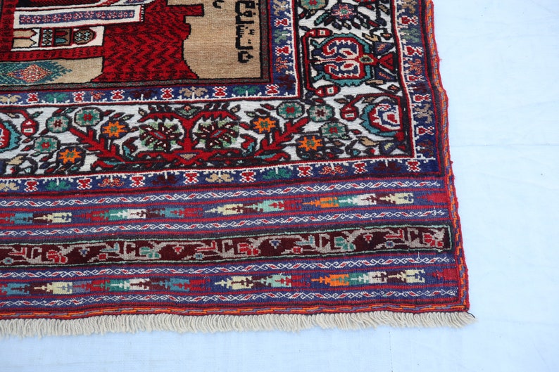 Antique 5x6 Ft Pictorial Rug, Historical Places Area Rug, Handmade ...