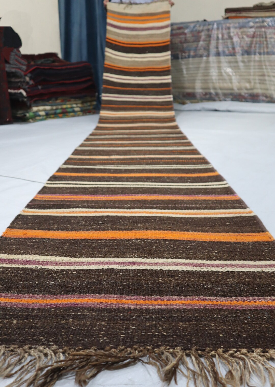 2x15 Flatweave Runner Rug, Goat Hair and Wool Mixed Weaved Kilim Runner ...