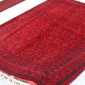10&#39;0x6&#39;9 Red Bokhara Rug, Handmade Wool Rug 7&#39;&#39;x10&#39;&#39;, Oriental Turkmen Rug, Large Bukhara Rug, Bohemian Home Decor, Living Room Area Carpet