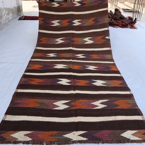 Antique Bokhara Kilim Rug, 5x11 ft Vintage Afghan Kilim Rug, Tribal Turkman Area Rug, Antique Afghan Handmade Rug, Living Room Red Carpet