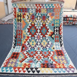 4x6 Ft Afghan Kilim Rug, Turkmen Kilim Rug, Flat Weave Kilim Area Rug, Hand Woven, Afghan Rug, Chobi Kilim, Vintage Kilim, Runner Kilim Rug