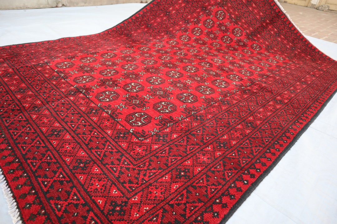 5'4x7'11 Ft Red Bokhara Hand Knotted Fine Quality Natural Dyed Wool ...