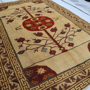 Vintage Rug 5x7 ft Afghan Beige Rug, Turkmen Khotan Rug, Geometric Rug, Hand Knotted Wool Rug, Oriental Rug, Office, Bedroom Rug Tribal Rugs