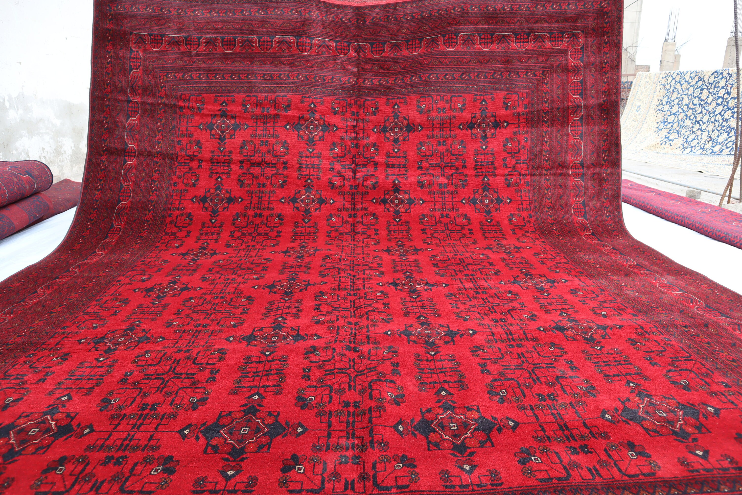 9.7 X 13.0 Ft Red Large Bokhara Hand Knotted Rug, Khal Mohammadi Rug ...