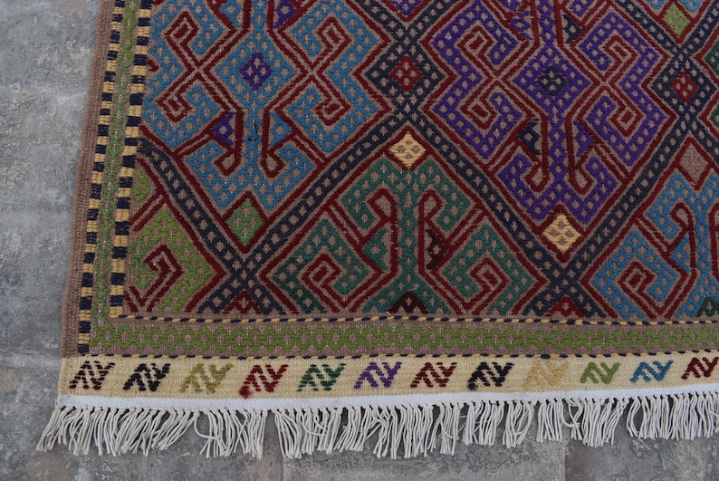 Yamood Kilim Stunning Afghan Kilim Rug 5.0 x 3.2 Ft Afghan Kilem Flatweave Kelim Teppich Handmade Small Afghan Chobi Wool Area Kelim