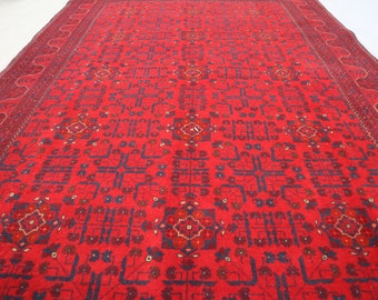 Afghan Handmade Rug, Custom Khal Muhammadi Khamyab Turkmen Rug, Bukhara Rug, Living Room Rug, Area Rug, Oriental Rug 10x14, Living Room Rug