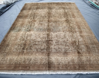1930s Antique Afghan Terracotta Rug 7x10 Ft Tribal Turkmen Brown Bokhara Rug, Large Area Rug, Handmade Wool Rug, Large Hall Rug, Bedroom Rug