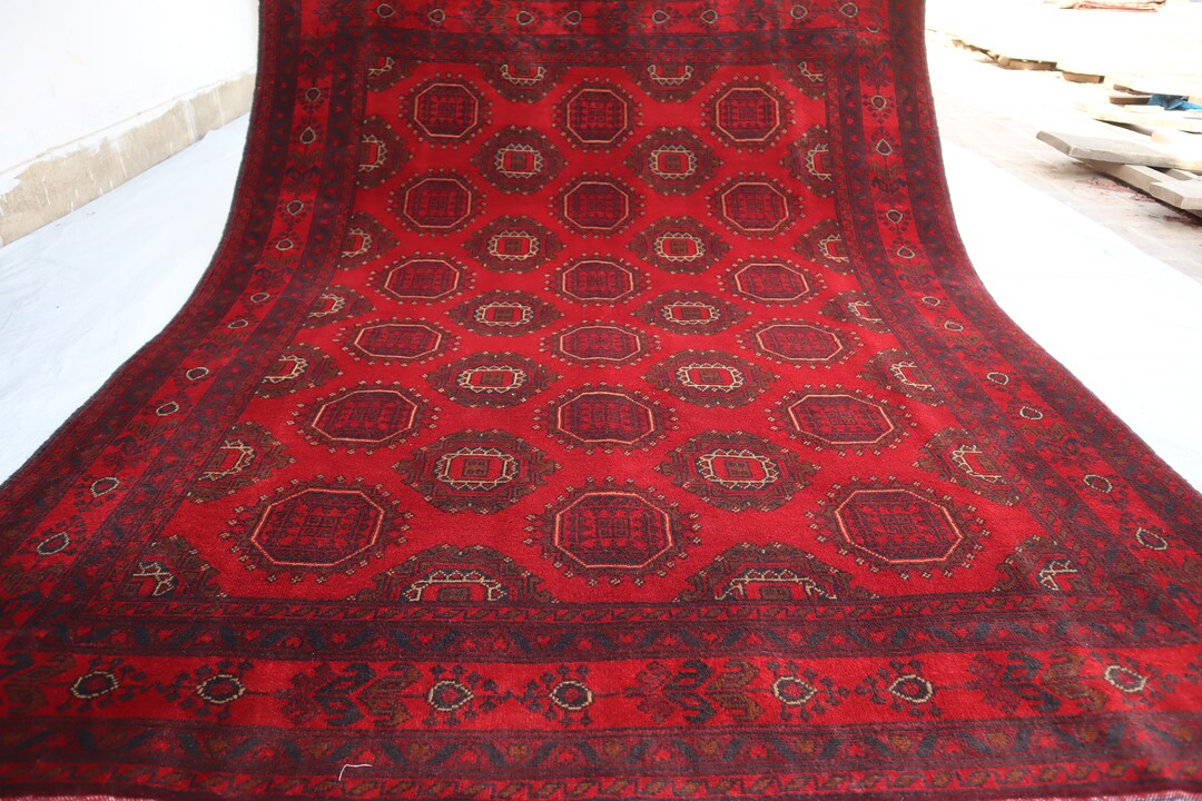 6'5 X 5'2 Ft Tribal Red Bokhara Turkmen Mowri Rug, Handmade Wool Area ...