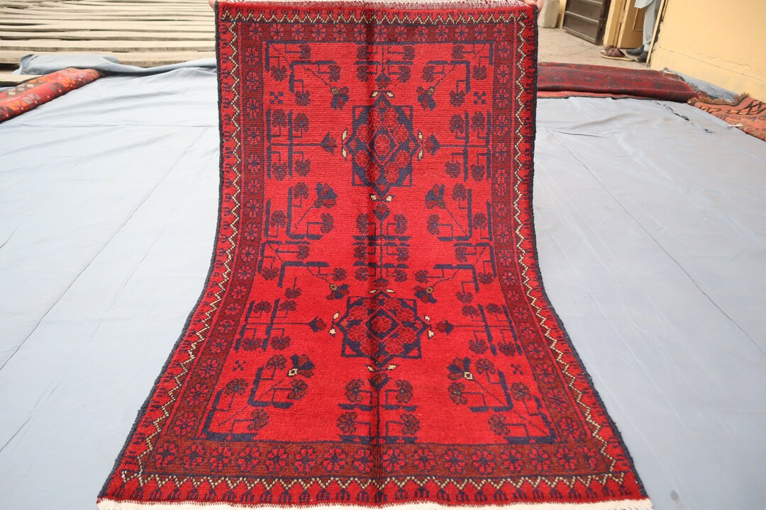 2.6 X 4.1 Ft Turkmen Bukhara Rug, Handmade Wool Area Rug, Khal ...