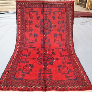 2.6 x 4.1 Ft Turkmen Bukhara Rug, Handmade Wool Area Rug, Khal Muhammadi rug, Oriental Afghan Rug, Fine Quality Tribal rug, Dining table Rug
