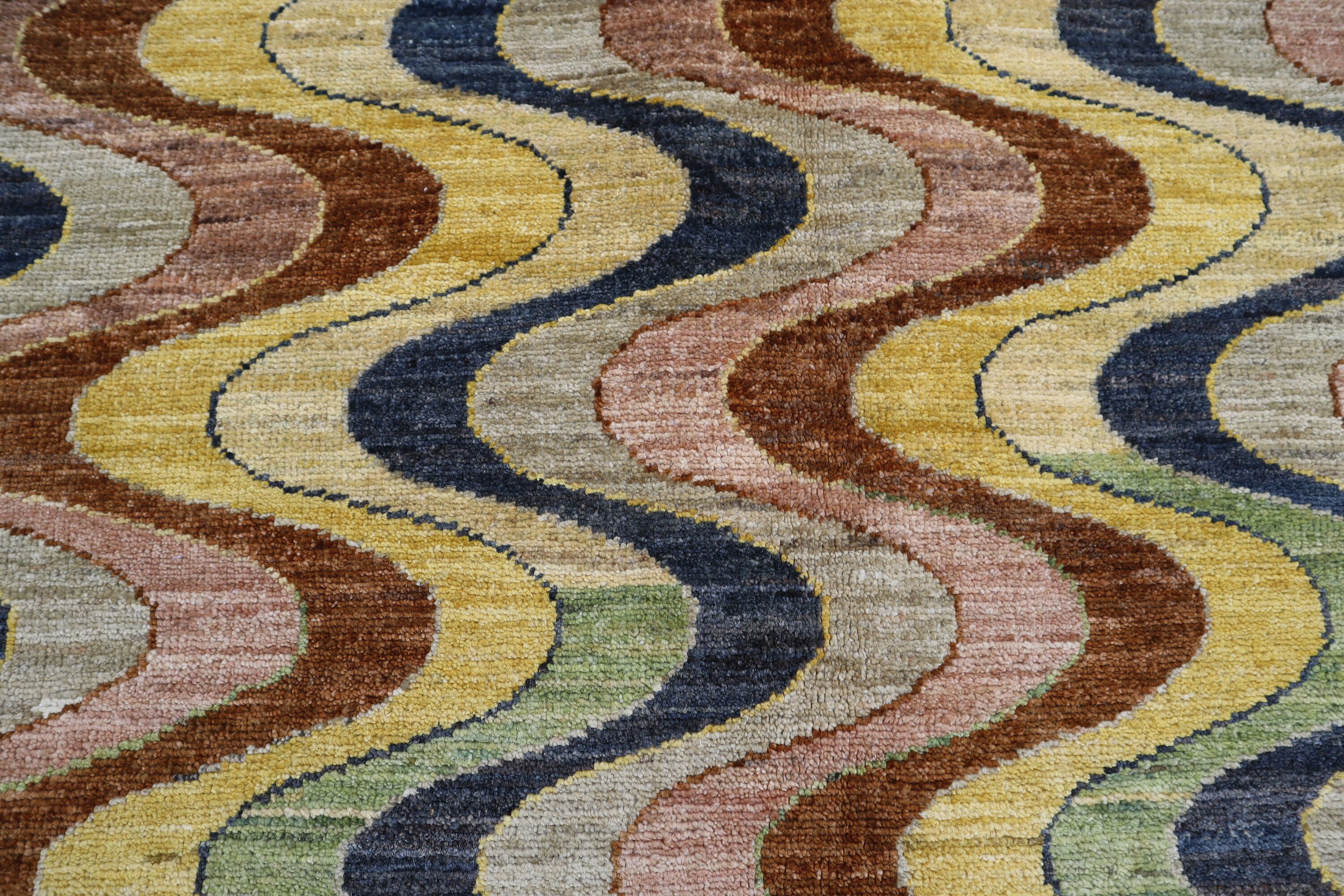 7 x 10フィートの幾何学模様のギャッベエリアラグ、アフガニスタンの