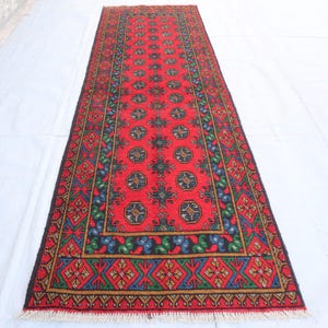 Afghan Runner Rug 3x9 Ft Turkmen Tribal Rug, Oriental Handmade Wool Rug, Afghan Rug, Hallway Rug, Corridor Rug, Boho Outdoor Rug, Stair Rug