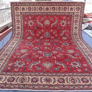 Large Vintage Oriental rug, 9x13 Ft, Handmade Vintage Afghan Traditional 100% Wool Area Rug, Living room area rug, Dining Room Area Carpet