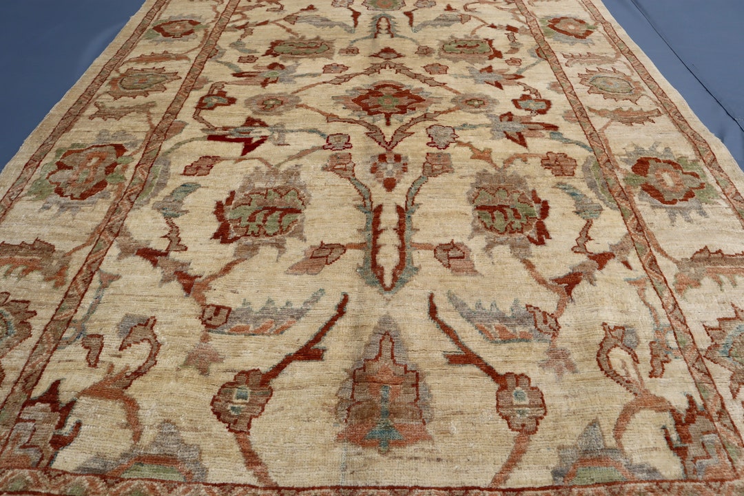 5x7 Ft Beige Afghan Chobi Rug, Turkmen Handmade Oriental Vegetable Dye ...
