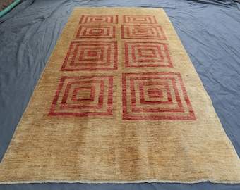 Dywan Gabbeh Vintage 4'6x8'9 ft Afgański plemienny dywan wełniany / Turkmeński dywan Gabbeh / Ręcznie robiony dywan wełniany / Miękki, delikatny dywan / Dywan do sypialni / Jadalnia Ru