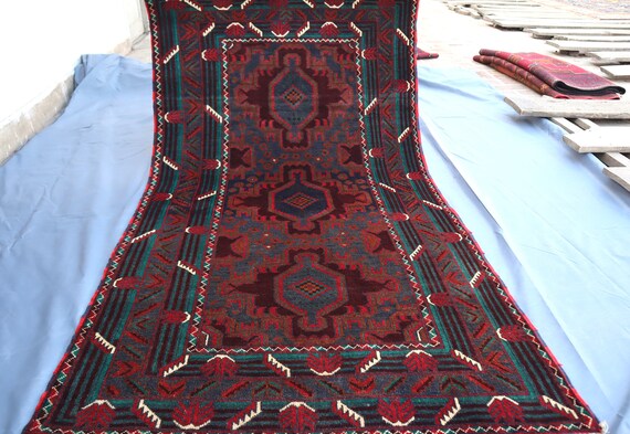 ビンテージラグ　伝統的　ウールラグ　アフガニスタン コレクターズアイテム 1990年代ヴィンテージエリアラグ