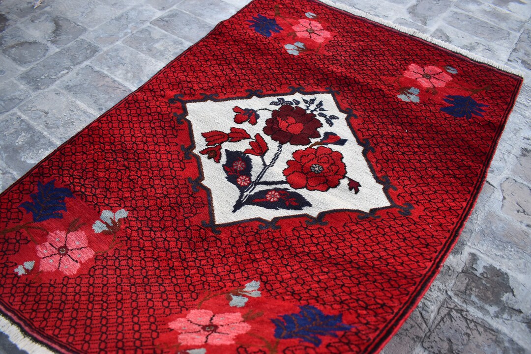 ラグ・カーペット Afghan baluch taimani rug 4.5 X 3.0 Ft, Antique Afghan Taimani Baluch Rug 3x5, Tribal