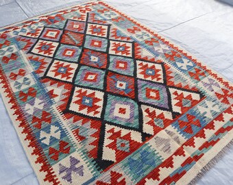 Afghan Vintage Kilim, 4x6 Ft, Handmade Tribal Kilim, Chobi Kilim, Turkmen Kilim, Oriental Kilim, Maimana Kilim, Traditional kilim Carpet