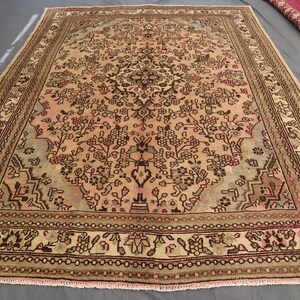 1950s Antique Caucasian Area Rug 7x10 Tribal Turkmen Vintage Distressed Wool Rug, Low Pile Wool Muted Rug, Rugs For Dining Room, Bedroom Rug