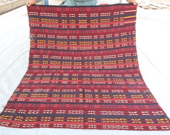 Antique Ghajari Kilim Rug 4'4x5'4 ft Afghan Vintage Hand Woven Wool Rug, Turkman Tribal Rug, Boho Kilim Rug, Teppich Teppis,  Wall Hanging
