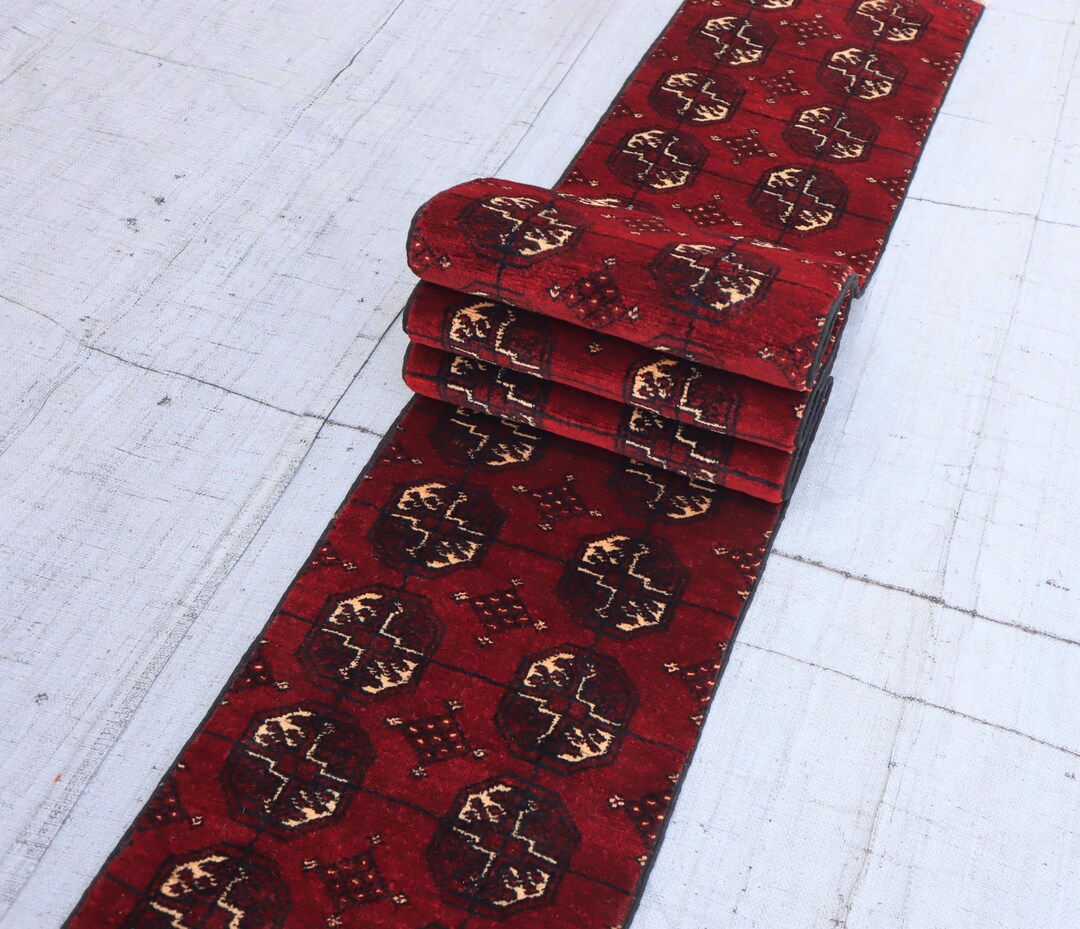 Red Trail Rug 1'3 X 9'8 Ft Handmade Red Runner Rug, High Pile Soft Wool Rug, Hallway ...