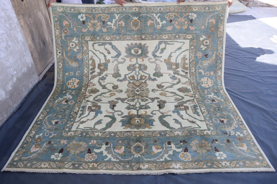 Vintage Square Rug, 7x7 Ft- Afghan Veg Dye Hand Knotted Wool Area Rug ...