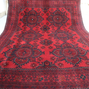 6&#39;8x5&#39;0 Ft, Floral Design Bokhara Rug, Hand Knotted High Pile Wool Rug, Oriental Turkoman Rug, Rugs For Bedroom, Tribal Bukhara Area Carpet