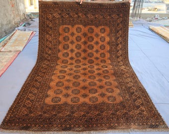 Antique Faded Ersari Mori Rug, 4'8x7'4 Ft, Turkmen Vintage Handmade Rug, Decorative Living Room Rug, Oriental Vintage Kitchen Rug, Entry Rug