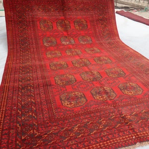 Antique Low Pile Wool Rug, 9&#39;6x6&#39;6 Ft, One Of a Kind Antique Rug, Turkomon Vintage Faded Rug, Dining Table Bedroom Rug, Afghan Antique Rug