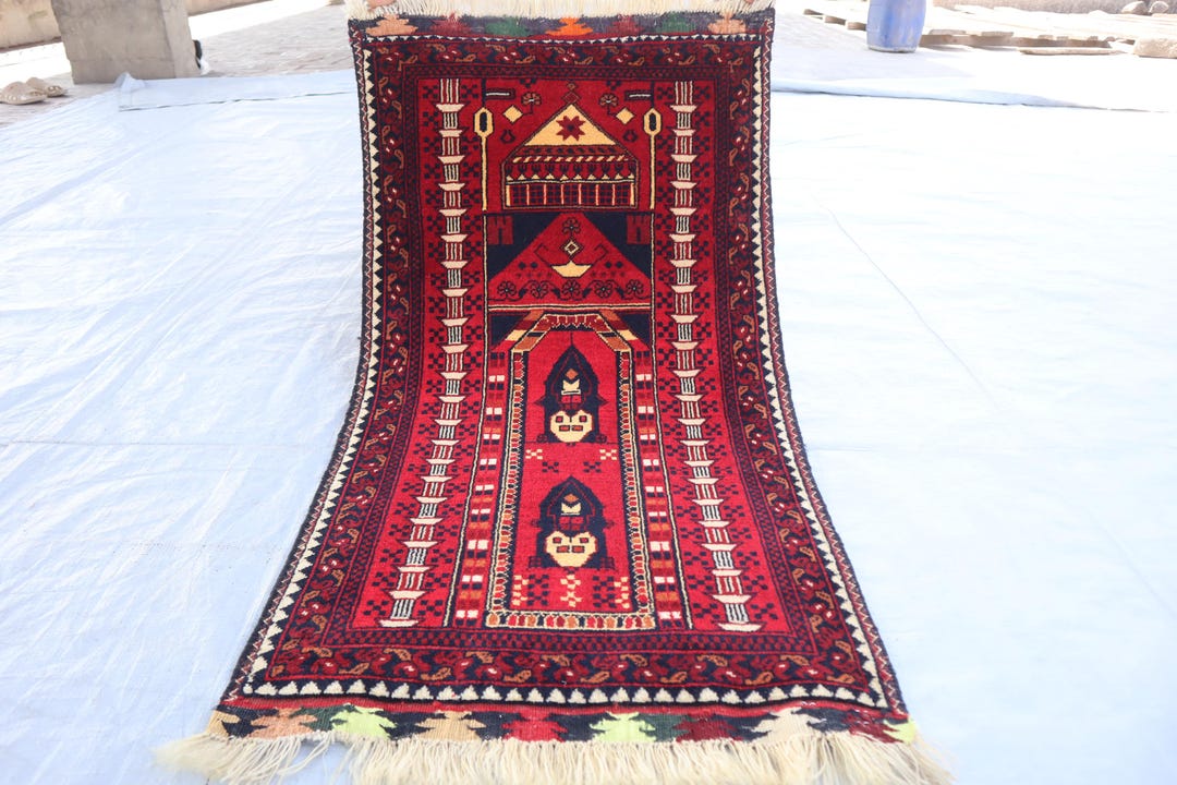 2x4 Ft Antique Handmade Prayer Rug, Collector's Piece Rug, One of Kind ...