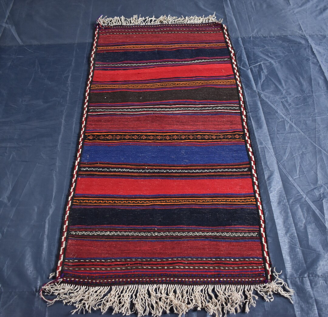 Antique Colorful Kilim Rug, 5.0x2.5 Tribal Kilim Rug, Handwoven Turkmen ...