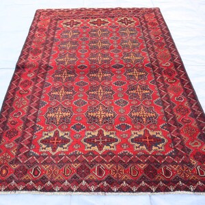 4&#39;6x6&#39;3 ft Vintage Hand-Knotted Rug, Distressed Antique Rug, Handmade Oriental Rug, Turkish Bijar Rug, Oriental Rug, Muted Rug Red Faded Rug