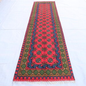 10 ft Pinkish Runner Rug, Handmade Afghan Soft Wool Rug, Narrow Runner Rug, Stair Hallway Rug, Vintage Tribal Rug Hallway Kitchen Runner Rug