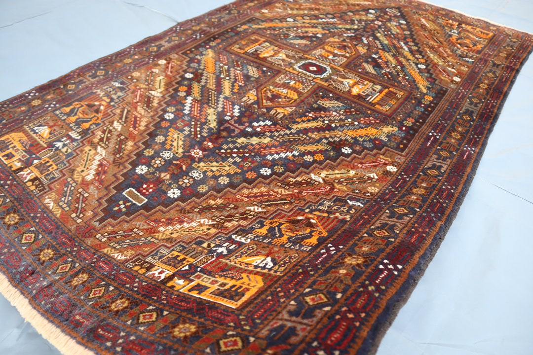 6'6x3'10 Ft Stunning Antique Balochi Area Rug, for Bedside Living Room ...