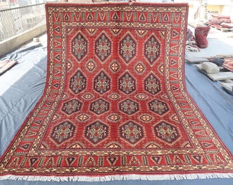 Large Rug 6'7x9'5 ft Rug - 200x285 cm Natural Colors Rug - Hand Knotted Rug - Afghan Gabbeh Rug - Turkmen Fine Wool Rug - Living Room Carpet