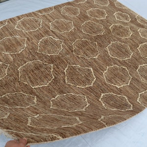 Area Rug 6&#39;6 x 9&#39;7 Ft, Afghan Rug, Ivory Beige Gabbeh Rug, Oriental Turkmen Handmade Natural Dyed Wool Soft Pile Chobi Area Rug, Bedroom Rug