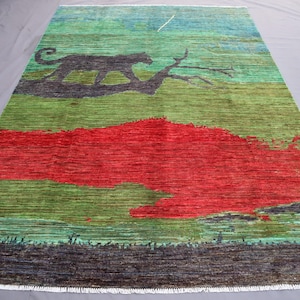 Tapis navajo fait main, tapis gabbeh afghan moderne coloré 6'7 x 9'9 ft, tapis pour toutes les pièces, grand tapis oriental 7 x 10, tapis de salon