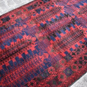 Afghan Vintage Area Rug, 11&#39;6x5 Ft Qalamdani Baluch Handmade Wool Rug, Decorative Rug, Traditional Rug, Handmade Wool Rugs, Entry Way Carpet